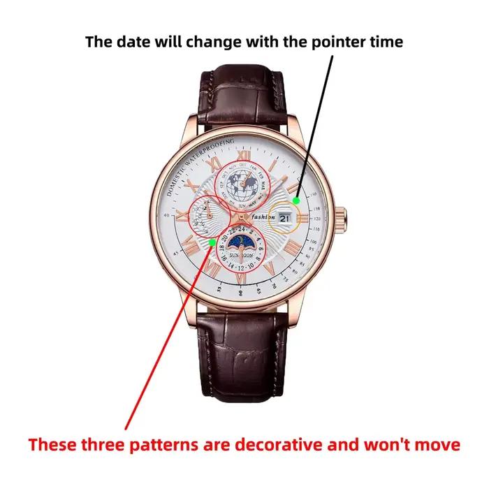 2025 hommes montre haut tendance luxe Sport montre-bracelet pour homme étanche lumineux en cuir Date montres à Quartz