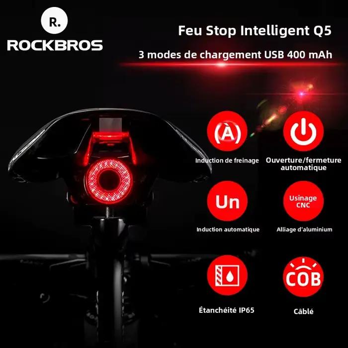 Feu arrière intelligent ROCKBROS pour vélo