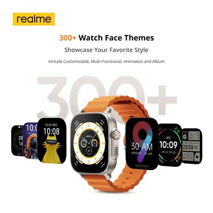 Version mondiale realme montre 5 1.97 "600nits AMOLED 460mAh autonomie de 14 jours plus de 300 thèmes prise en charge GPS GNSS IP68 étanche