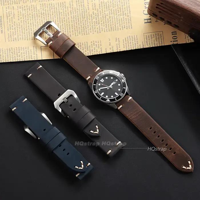 Bracelet de montre Vintage en cuir Crazy Horse