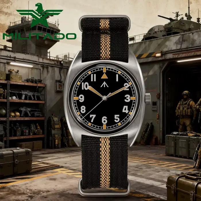 Militado ML17 hommes montres militaires mis5 Super 2035/GL12 mouvement à Quartz montre Luminova 100m montre-bracelet étanche boîte-cadeau