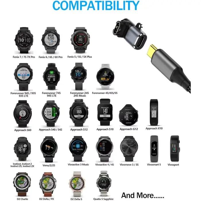 Chargeur de remplacement compatible avec Garmin Forerunner 965 955 945 935 745 265 255 245 165 55 45 câble de chargement USB pour montre intelligente