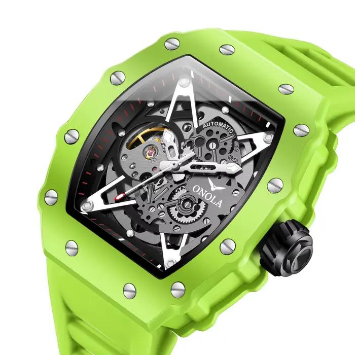 Montre automatique mécanique pour homme ONOLA, bracelet en silicone sport, montre étanche