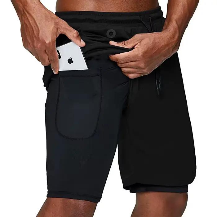 Shorts de course pour hommes 2 en 1