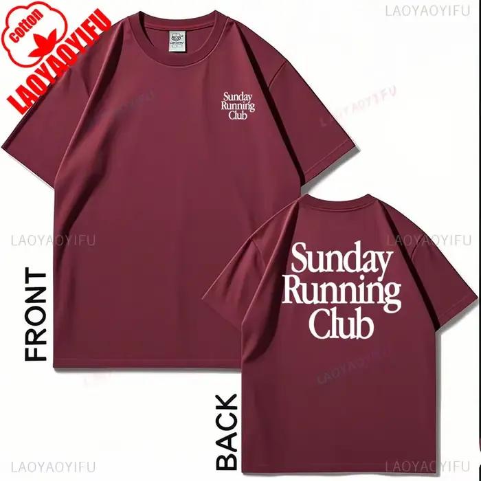 T-shirt imprimé Sunday Running Club 2026 – Haut sportif décontracté pour le jogging quotidien – Col rond pour hommes et femmes – Impression 3D double face