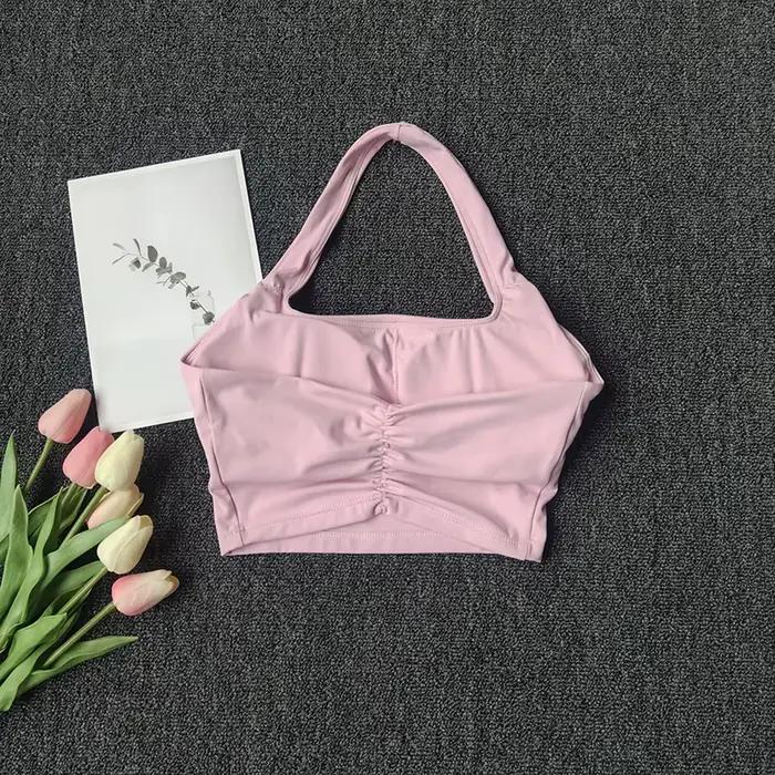 Gilet de sport pour femmes portant un coussin de poitrine, soutien-gorge de Fitness antichoc avec col licou, séchage rapide, beau dos, sous-vêtements de Yoga, été