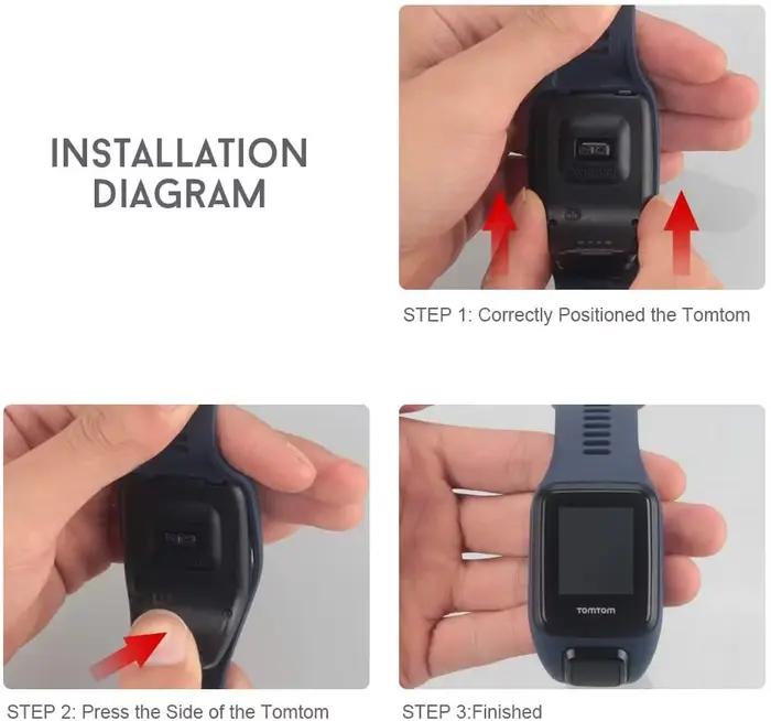 Bracelet TPU monobloc élégant et durable pour TomTom Adventurer Spark Golfer 2 Runner 2 3 pour homme femme occasions spéciales sportives