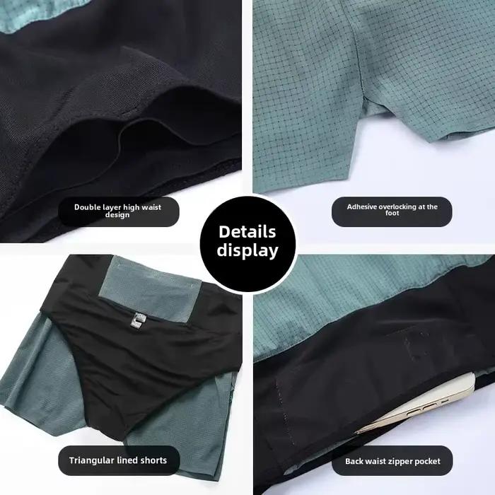 Short de Marathon 2 en 1 à doublure triangulaire pour hommes