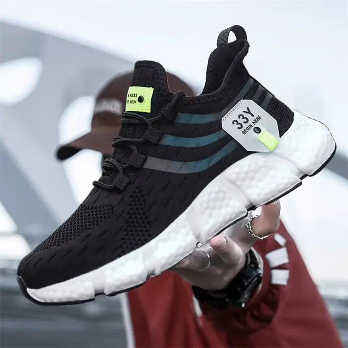 Hommes Chaussures Respirant Classique Course Sneakers Pour Homme En Plein Air Lumière Confortable Maille
