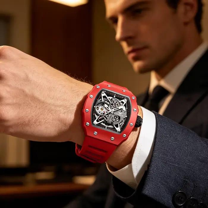 Montre automatique mécanique pour homme ONOLA, bracelet en silicone sport, montre étanche