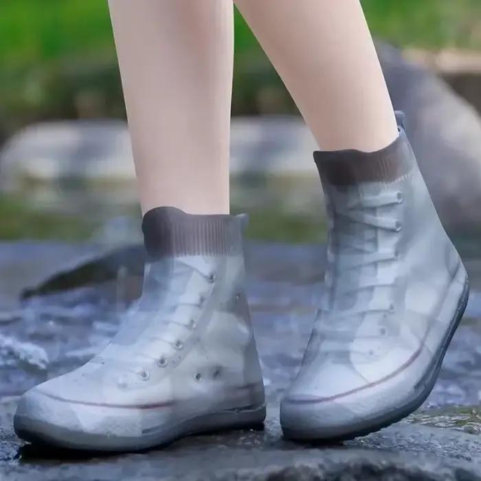Couvre-chaussures en silicone, couvre-bottes de pluie, protection antidérapante pour chaussures, réutilisable, épaissi, imperméable, pour extérieur