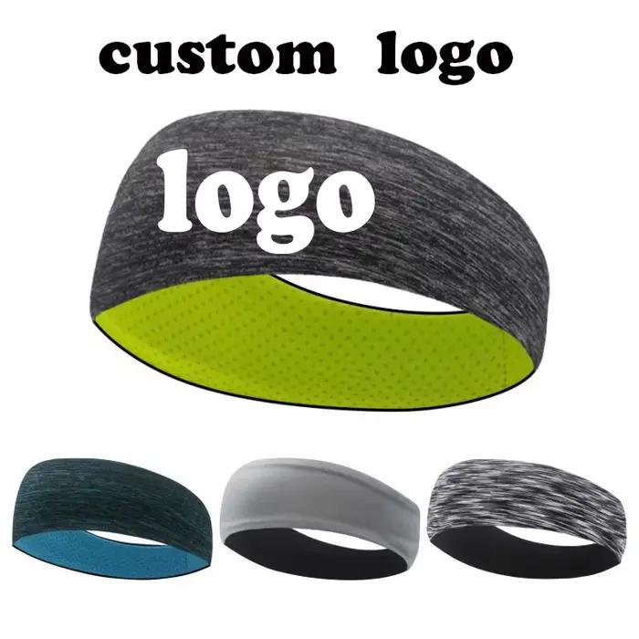 Bandeau de sport avec Logo personnalisé, Double bandeau Anti-transpirant respirant, Yoga, course à pied, Fitness, foulard à capuche élastique en perspirant