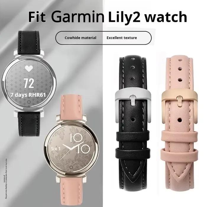 Pour Garmin nouvelle montre Lily2 Bracelet en cuir véritable Lily 2 Smartwatch femmes peau de vache Bracelet de montre à dégagement rapide 14mm Bracelet de mode