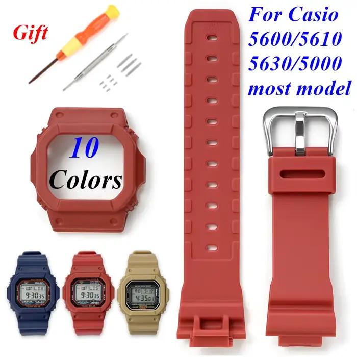 Kit de remplacement de bracelet et boîtier de protection en résine pour montres Casio G-Shock DW5600/5000 GW5600 GLX5600 GW-M5610, avec outil de pose