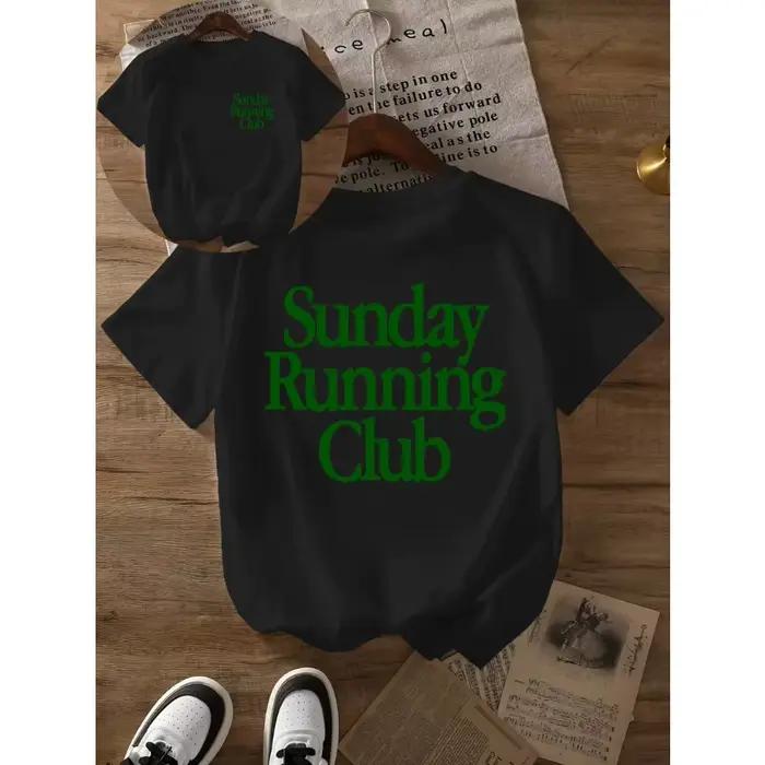 Sunday Running Club T-Shirt d'été imprimé pur coton