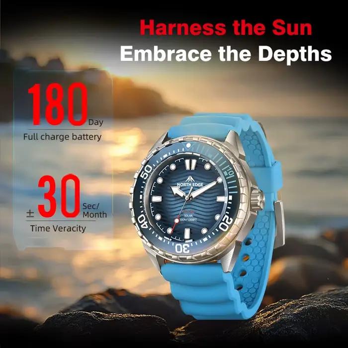 NORTH EDGE TRITON montre de plongée à énergie solaire hommes montres à Quartz de luxe