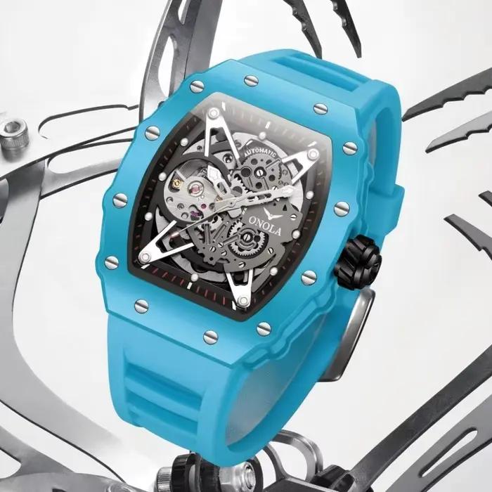 Montre automatique mécanique pour homme ONOLA, bracelet en silicone sport, montre étanche