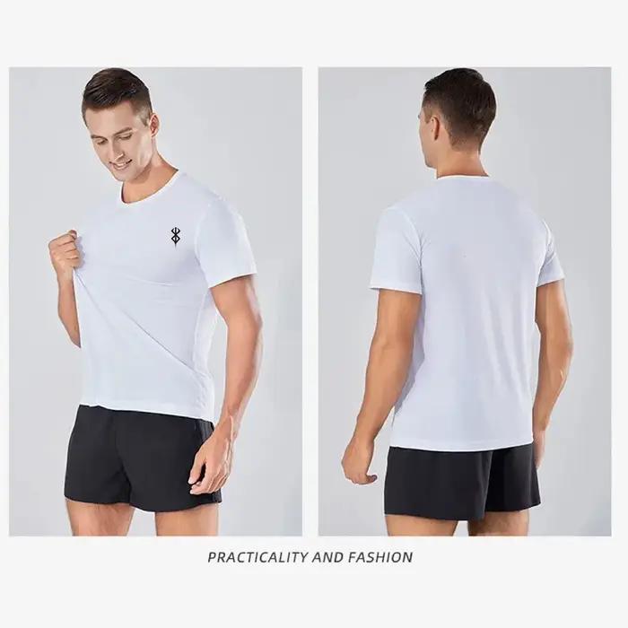 T-shirt de course pour hommes polyester séchage rapide sportif multi-sports été fitness course à pied occasionnels