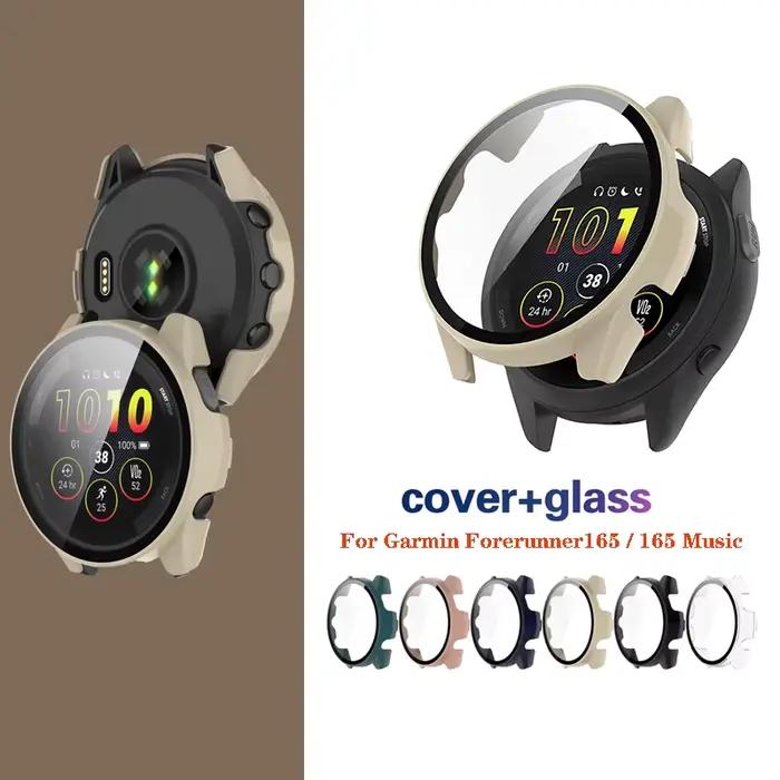 Étui rigide protecteur d'écran en verre trempé housse de protection pour Garmin Forerunner 165 / 165 Music