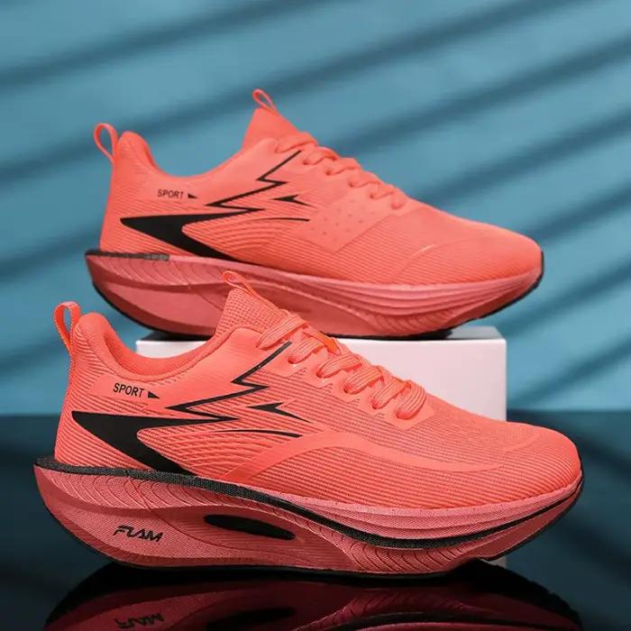 Chaussures de course sportives 2026 pour hommes et femmes, avec plaque en carbone, coussin d'air, respirantes, légères, confortables et antidérapantes