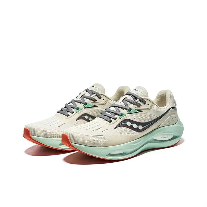 Saucony Phoenix Inferno Firebird 3 Chaussures de course confortables à tige basse pour entraînement et sprint Unisexe Beige Gris vert S28227-2