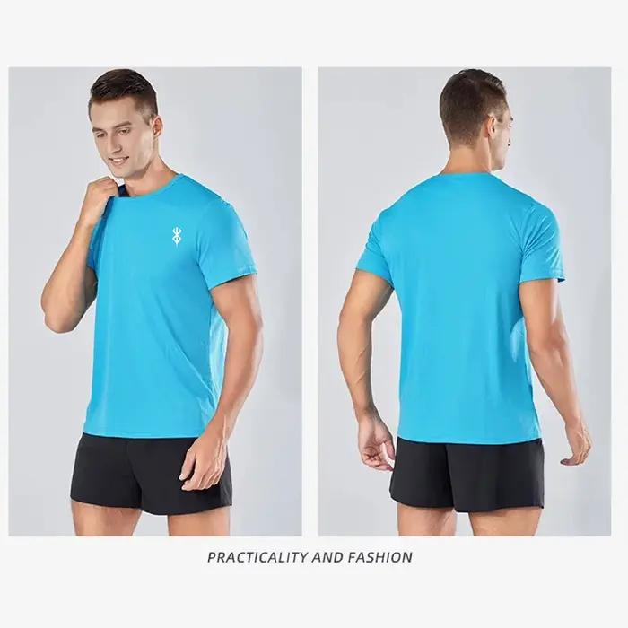 T-shirt de course pour hommes polyester séchage rapide sportif multi-sports été fitness course à pied occasionnels