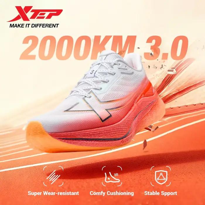 Chaussures de course Xtep pour hommes 2000km 3.0 polyesters respirants et robustes pour courses de fond et terrains durs 10 km et plus occasions spéciales et entraînements