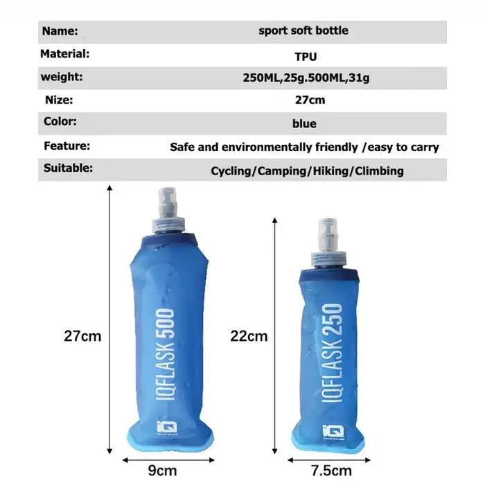 250ML/500ML bouteille d'eau pliant flacon souple Sport