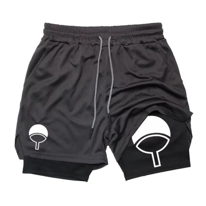 Shorts d'entraînement 2-en-1 pour hommes, séchage rapide, avec poche pour téléphone, pour l'été, la gym, les entraînements, extensibles et performants en polyester tricoté