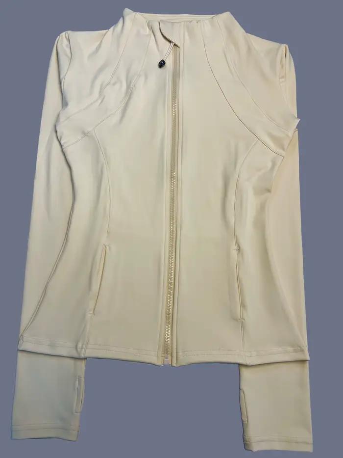 Veste de Fitness pour Femmes Col Montant Séchage Rapide Coupe Ajustée Fermeture Éclair Manches Longues Respirante Course à Pied Sport Cyclisme Occasions Spéciales