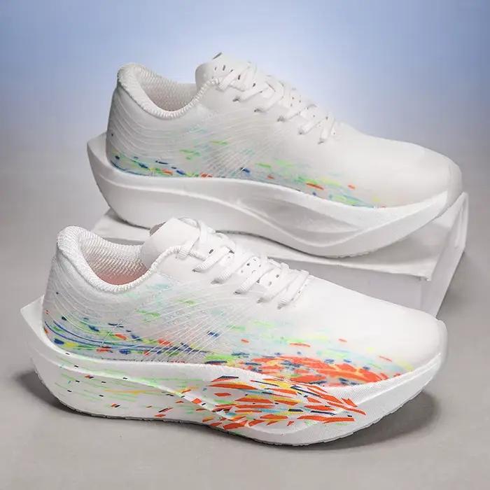 Chaussures de course unisexes respirantes avec semelle épaisse pour homme et femme pour quatre saisons et terrains durs