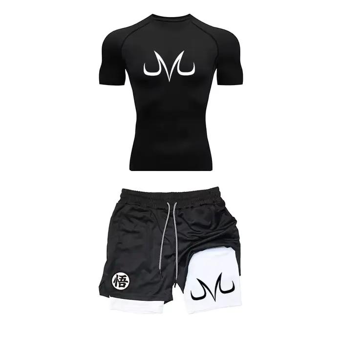 Ensemble de sport deux pièces pour homme 2026 - Short de fitness et de course avec poche pour téléphone et anneau porte-serviette