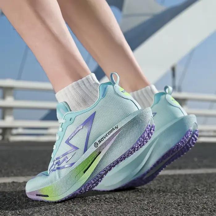 Chaussures de course avec plaque en carbone, spéciales marathon, respirantes, légères, confortables, antidérapantes, pour hommes et femmes