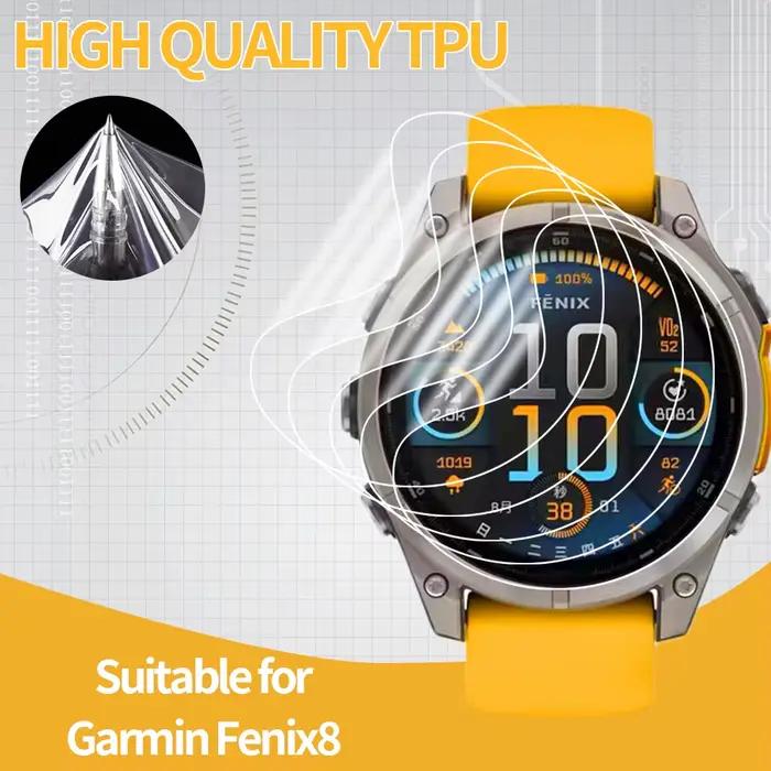 Film Hydrogel HD Transparent pour Montre Connectée Garmin Fenix 8 47mm 7X 6X 5X 7 6 5 7S 6S 5S 265 265S 255 255S 965