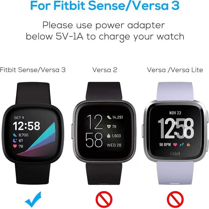 Câble de charge USB de 1 m, base de charge pour montre connectée, accessoires pour Fitbit Sense/Sense 2/Versa 4/Versa 3
