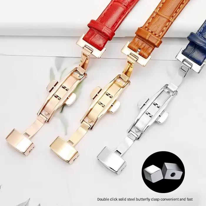 Bracelet de montre en cuir véritable pour femmes avec pin buckle multiple couleurs élégance moderne occassions diverses