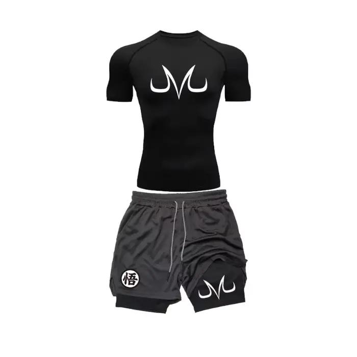 Ensemble de sport deux pièces pour homme 2026 - Short de fitness et de course avec poche pour téléphone et anneau porte-serviette
