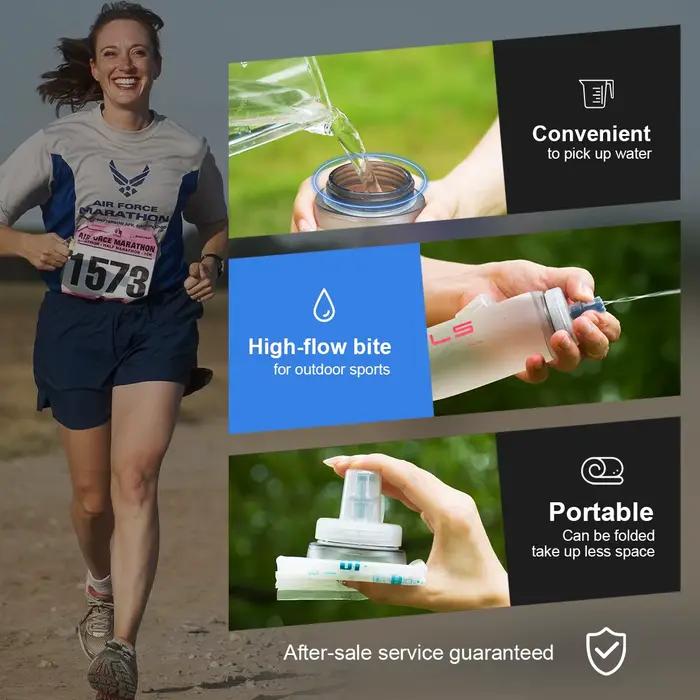 WRELS Sport bouteille d'eau flacon souple pliant 500ml TPU sans BPA course hydratation Marathon pliable Silicone