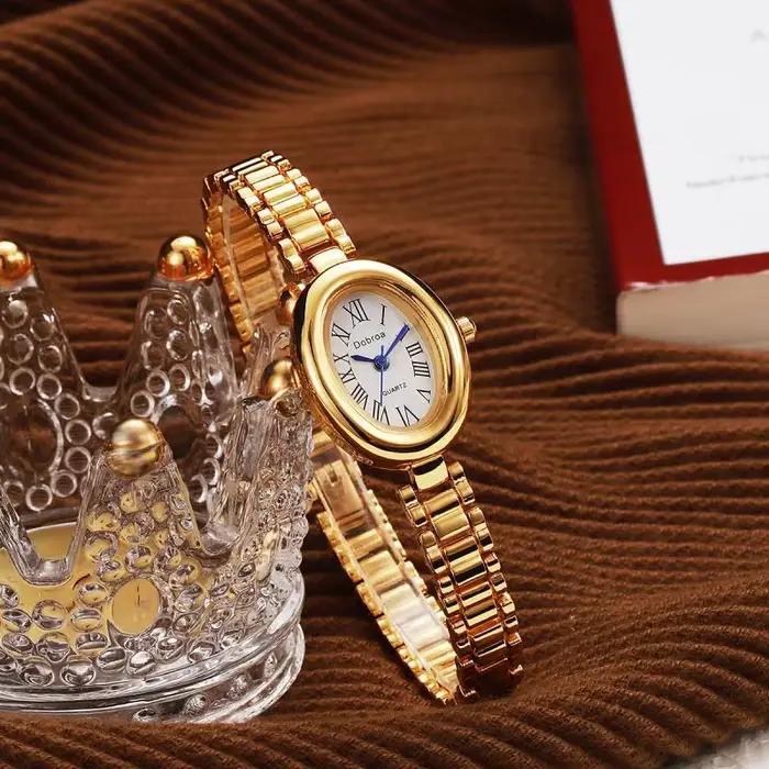 Montre pour femme ceinture en acier haute beauté ovale baignoire Simple