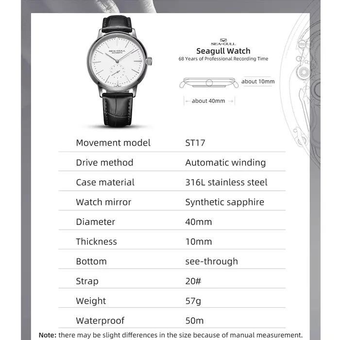 Seagull nouvelle montre d'affaires montres mécaniques pour hommes 50 m étanche en cuir Valentine
