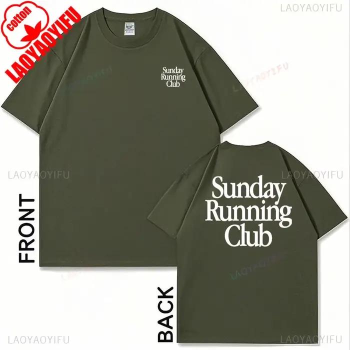 T-shirt imprimé Sunday Running Club 2026 – Haut sportif décontracté pour le jogging quotidien – Col rond pour hommes et femmes – Impression 3D double face