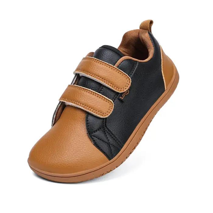 Chaussures de marche pieds nus pour garçons et filles, baskets larges minimalistes, légères, boucle à crochet, cuir Él, chaussures plates pour enfants