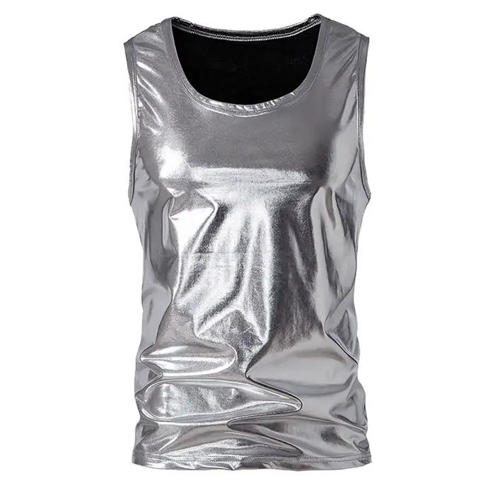 Fitness entraînement course débardeur été hommes gilet mode brillant sans manches t-shirt