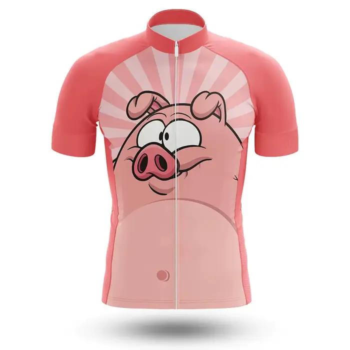 Ensemble de maillot de cyclisme unique cochon rose pour hommes été respirant et confortable