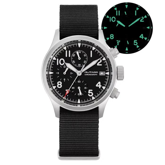 Militado ML1868KF montre à Quartz à 3 cadrans VK67 chronographe mouvement verre saphir lumineux 100m étanche 39mm montres militaires