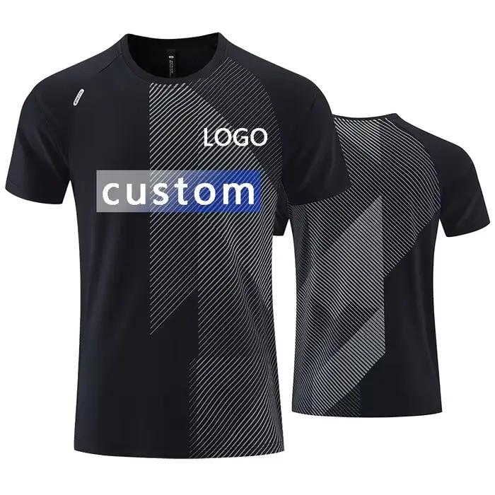 LOGO personnalisé T-shirts de sport pour hommes chemise de Jogging Fitness entraînement vêtements de sport décontracté en plein air course à manches courtes T-shirt