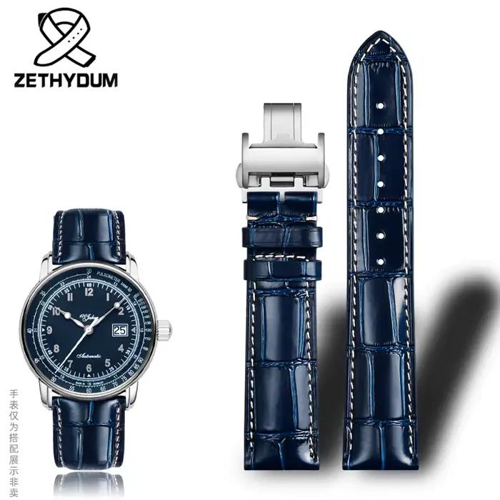 Bracelet de Montre en Cuir group Bleu