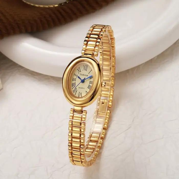 Montre pour femme ceinture en acier haute beauté ovale baignoire Simple