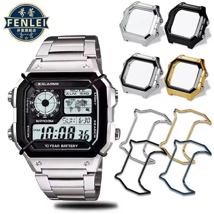 Pour CASIO argent boîtier de montre gland 1200 AE-1200WHD-1A/WH-1B