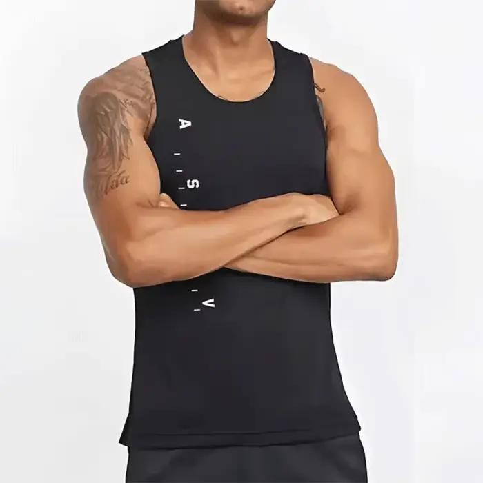 Débardeur sportif ASRV en nylon et élasthanne pour hommes, décontracté et respirant, idéal pour la course, le basket et le fitness, disponible en beige, bleu ou noir